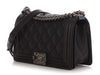 Chanel Old Medium Black Quilted Calfskin Double Stitch Boy Bag