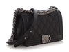 Chanel Old Medium Black Quilted Calfskin Double Stitch Boy Bag