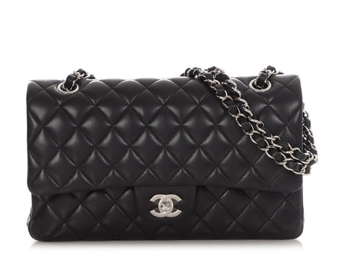 Chanel Medium/Large Black Quilted Lambskin Classic Double Flap