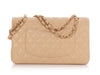 Chanel Medium/Large Beige Claire Quilted Caviar Classic Double Flap