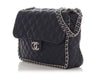 Chanel Maxi Navy Quilted Washed Lambskin Chain Around Flap