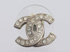 Chanel Small Classic Crystal Logo Stud Pierced Earrings