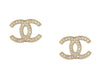 Chanel Medium Crystal Logo Pierced Earrings