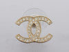 Chanel Medium Crystal Logo Pierced Earrings