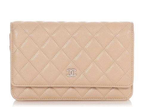 Chanel Beige Quilted Caviar Wallet On Chain WOC