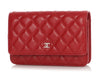 Chanel Red Quilted Caviar Wallet On Chain WOC