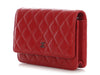 Chanel Red Quilted Caviar Wallet On Chain WOC