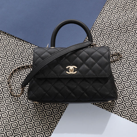 Chanel Mini Black Quilted Caviar Coco Handle Flap