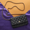 Chanel Black Quilted Caviar Wallet On Chain WOC