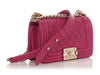 Chanel Small Fuchsia Quilted Caviar Boy Bag