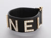 Chanel Crystal and Black Leather Bracelet