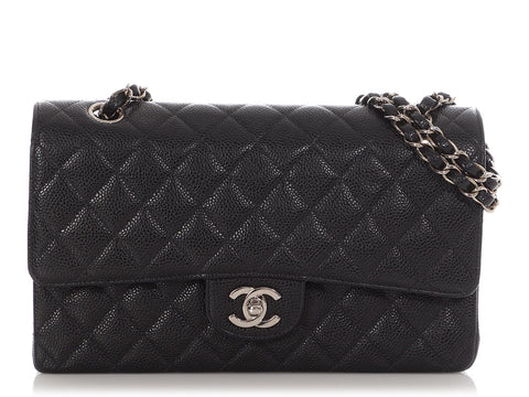 Chanel Medium/Large Black Quilted Caviar Classic Double Flap