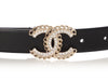 Chanel Black Calfskin Chain and Crystal CC Belt