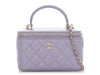 Chanel Small Lavender Quilted Lambskin Top Handle Vanity Case