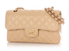 Chanel Small Beige Claire Quilted Caviar Classic Double Flap