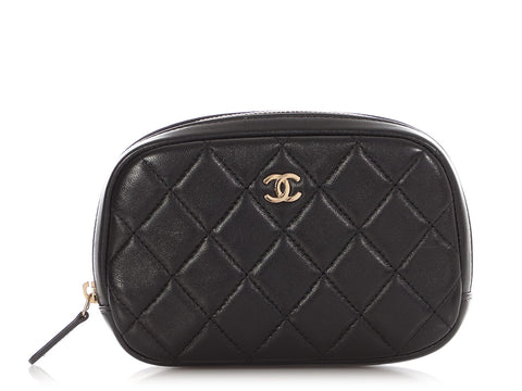 Chanel Small Black Lambskin Curvy Cosmetic Case