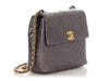 Chanel Vintage Mini Pewter Quilted Lambskin Flap