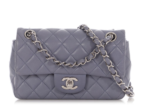 Chanel Mini Light Purple Quilted Lambskin Rectangular Classic