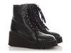 Chanel Black Lambskin Wedge Combat Boots