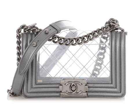 Chanel Small Silver PVC Boy Bag