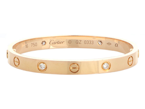 Cartier 18K Rose Gold 4-Diamond Love Bracelet 16