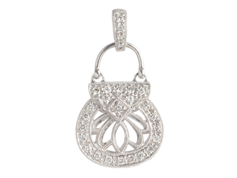 14K White Gold Diamond Bag Charm