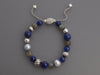 David Yurman Sterling Silver Lapis and Moonstone Spiritual Bead Bracelet