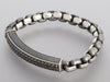 David Yurman Sterling Silver Double Row Black Diamond ID Bracelet