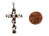 David Yurman Sterling Silver Diamond and Onyx Confetti Cross Pendant