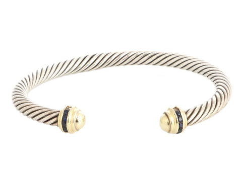 David Yurman Two-Tone Sapphire Classic Cable Bracelet