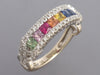 Effy 14K White Gold Multi Sapphire and Diamond Watercolor Band Ring