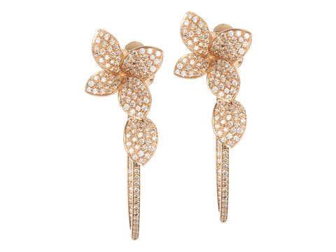 Pasquale Bruni 18K Rose Gold Diamond Petit Giardini Segreti Pierced Dropped Earrings