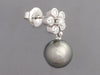 Mikimoto 18K White Gold Tahitian Pearl Diamond Flower Pierced Earrings