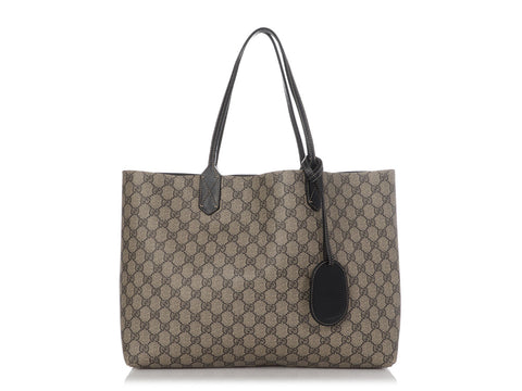 Gucci Large Black GG Supreme Monogram Reversible Tote