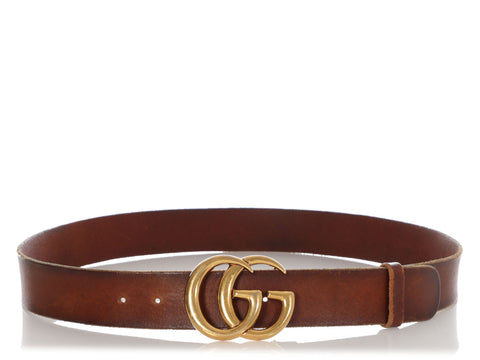 Gucci Brown Calfksin Wide GG Belt