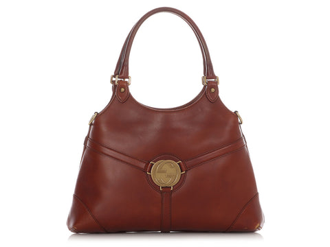 Gucci Chestnut Interlocking G Logo Reins Shoulder Bag