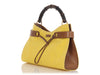 Gucci Yellow Canvas Bamboo Shoulder Bag