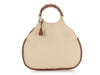 Gucci Beige Canvas Bamboo Handle Bag