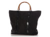 Gucci Black Leather-Trimmed Nylon Bamboo Handle Tote