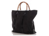 Gucci Black Leather-Trimmed Nylon Bamboo Handle Tote