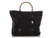 Gucci Black Leather-Trimmed Nylon Bamboo Handle Tote