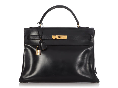 Hermès Vintage Black Box Calfskin Kelly 32