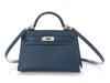 Hermès Mini Deep Blue and Ebène Chèvre Verso Kelly 20