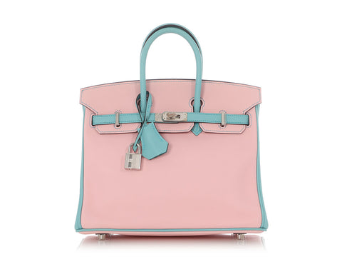 Hermès Special Order Rose Sakura and Bleu Etoile Swift Birkin 25