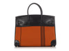 Hermès LE Orange Toile and Black Box Calfskin Potamus Birkin 35