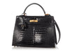 Hermès Shiny Black Crocodile Kelly 32