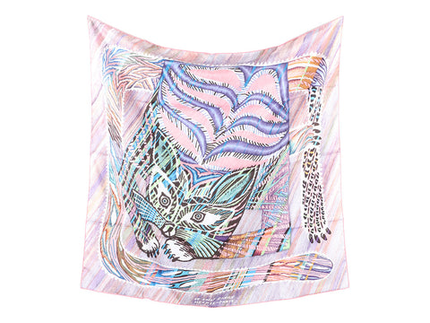 Hermès Le Chat Carre Silk Scarf 90cm