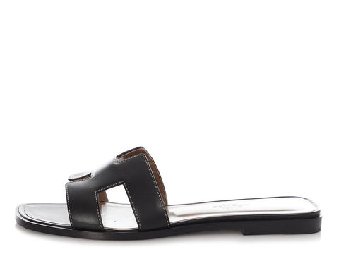 Hermès Black Oran Sandals