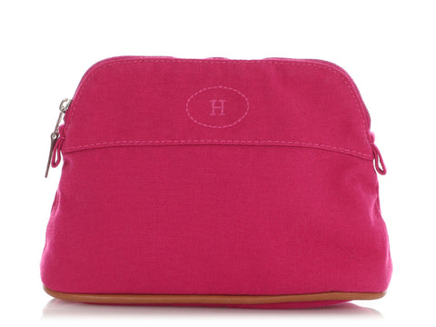 Hermès Pink Canvas Bolide Cosmetic Case