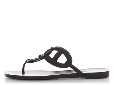 Hermès Black Rubber Egerie Sandals